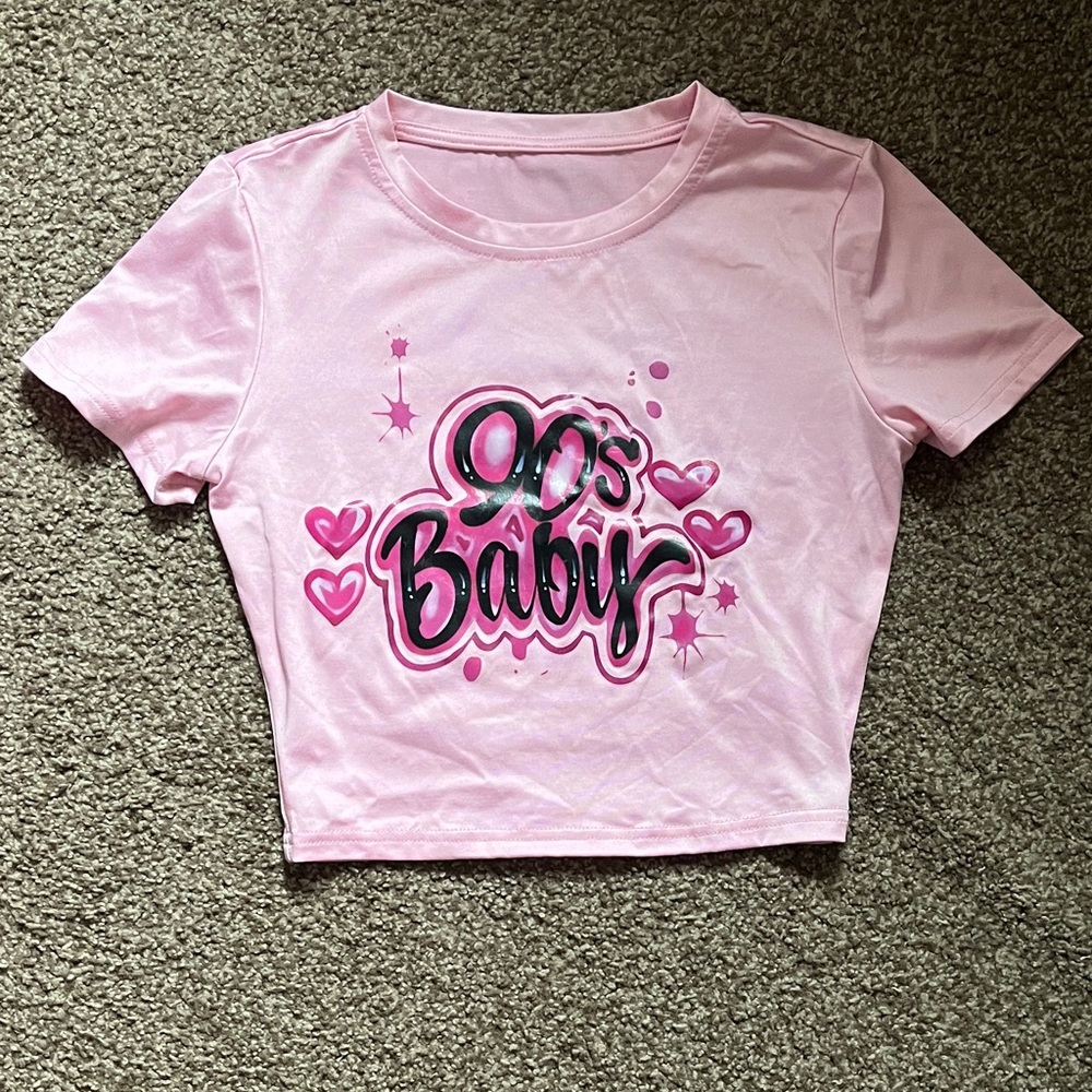 SHEIN Pink 90s Baby Graphic Tee